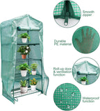 Sfcddtlg 4 Tier Greenhouse Replacement Cover, 63" x 27.2" x 19.3" PE Plant Greenhouse Cover with Roll-Up Zipper Door for Indoor Outdoor Gardening Plants Cold Frost Wind Rain Proof (Frame NOT Included)