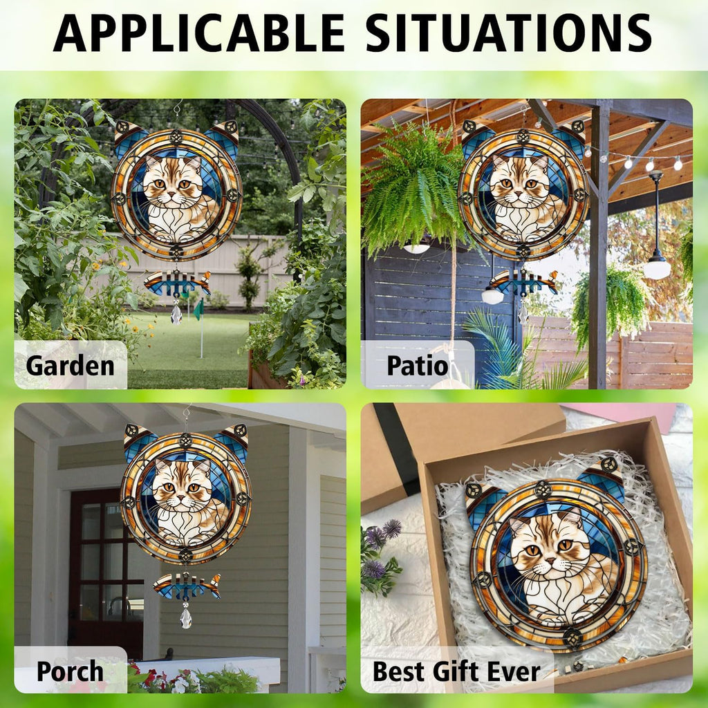Scottish Cat Wind Spinner, Scottish Cat Wind Spinner Hanging for Yard and Garden
