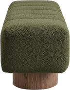 Merax 50" Green Boucle Upholstered Dining Bench Entryway Bench | No Assembly Required, End of Bed Ottoman, for Living Room Dining Room Bedroom, Floor-Friendly Feet Pads, Bear 300 LBS