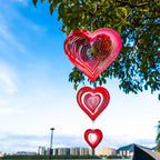 Wind Spinners Outdoor, 3D Red Hearts Hanging Wind Spinners, 14 inches, Kinetic, Stainless-Steel Metal, Smooth Spinning, Indoor and Outdoor Decoration for Garden, Patio, Yard, Gift for Women Mom Wife