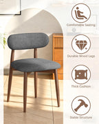 Solid Wood Dining Chairs Set of 4, Mid‑Century Modern Square Seat Cushion Chairs with Extra‑Thick 1.6" Legs and Curved Back, Heavy‑Duty Kitchen & Dining Room Chairs, Dark Grey