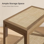 SICOTAS Rattan Living Room Side Table, 2 Pieces End Table with Storage