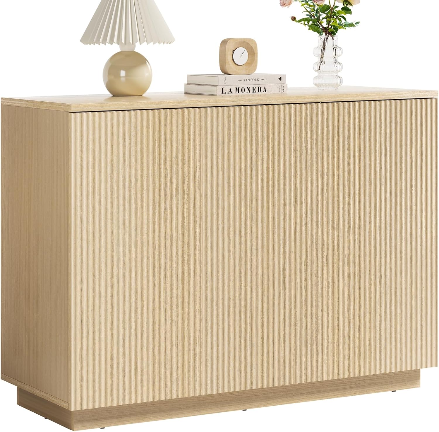 Sideboard Buffet Cabinet with Storage - 47" Fluted Coffee Bar Cabinets Credenza with Adjustable Shelves, Accent Buffets & Sideboards Console, Wood Side Board for Living Room, Kitchen, Entryway