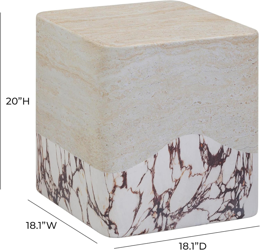 First of a Kind Side Table in Breccia,Travertine Concrete