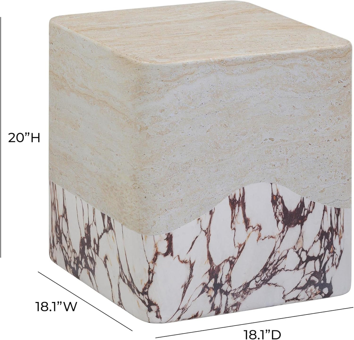 First of a Kind Side Table in Breccia,Travertine Concrete
