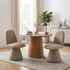 DUOMAY 360° Swivel Dining Chairs Set of 6, Mid Century Modern High Back Linen Upholstered Dining Room Chairs Kitchen Chairs, Armless Chair for Living Room Bedroom Reading, Khaki