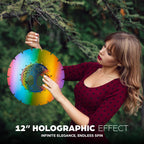 Skylar Tree of Life Wind Spinner, Stainless-Steel Garden Decor, 3D Wind Charm with Holographic Effect, Unique 12-Inch Sun Catcher, Foldable Ornament with 2 Support Hooks for Hanging