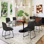 LUE BONA Comfortable Dining Room Chairs Set of 4, Modern Upholstered Kitchen Chairs with Padded Back & Thick Metal Legs for Dining Room, Black PU Leather