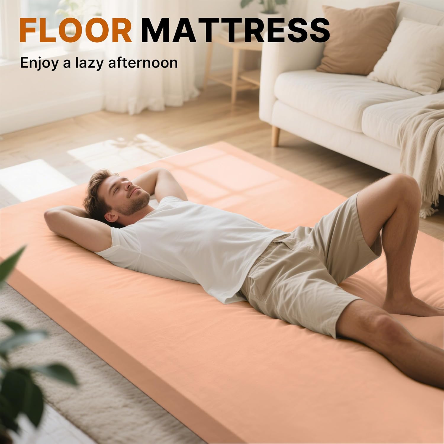 GAIALOOP Memory Foam Glamping Roll Up Futon Mattress, Japanese Floor Bed Camping Mattress Sleeping Mat for Indoor and Outdoor