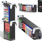 Video Game Disc Rack Tower Storage Holder Stand Universal for PS5/PS4/XBOX One/Series/NS Game, Game Organizer Shelf Display Stand for Wall Mount/Desk/Floor with Controller Holder Sega Genesis Consoles