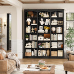FACBOTALL 71" Triple Wide Bookshelf, 6 Tier Large Arch Black Bookcase