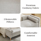 Chifee & Vingol 65.35" W Ottoman with Storage Bench for Bedroom End of Bed with Removable Pillows Upholstered Storage Ottoman Bench for Bedroom Living Room Hallway,Light Gray