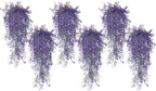 RECUTMS Artificial Hanging Leaves Plants 6Pcs Indoor Fake Flower Swags Faux Vines Ivy Leaves Plastic Greenery UV Resistant Plastic for Wall Wedding Party Porch Garden Decoration(Purple)