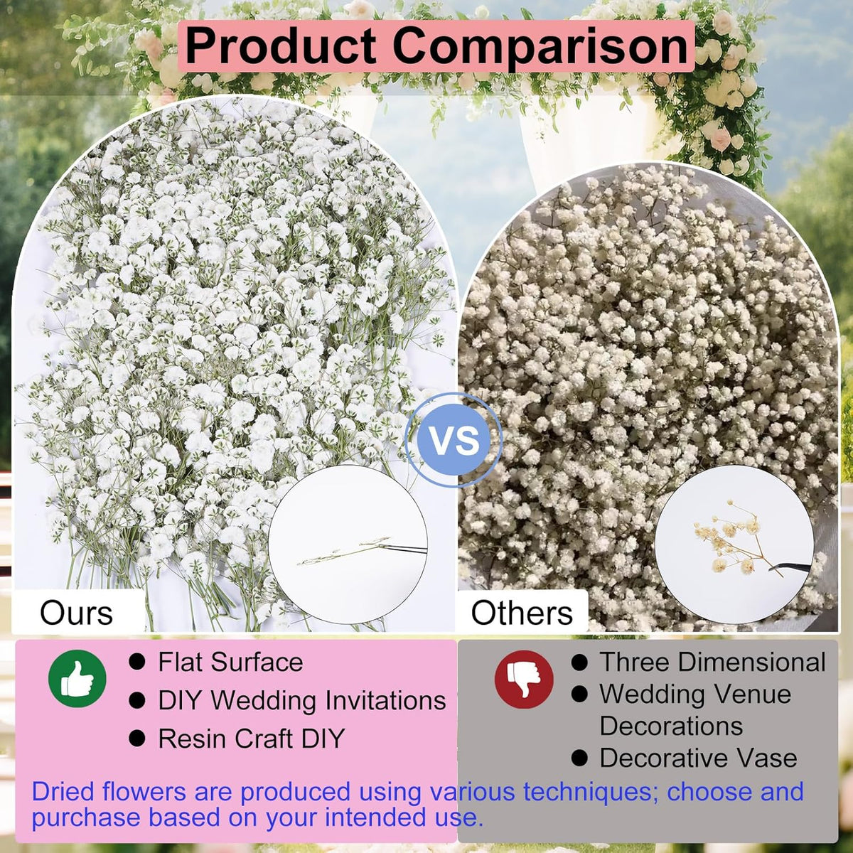 50Pcs Babys Breath Dried Pressed Flowers for Crafts,Xinxinran White Dry Flowers Kit for Wedding Invitation Accessories,Bookmark,Jewelry Molds,Candle Making Supplies,Soap,Frame,Cakes