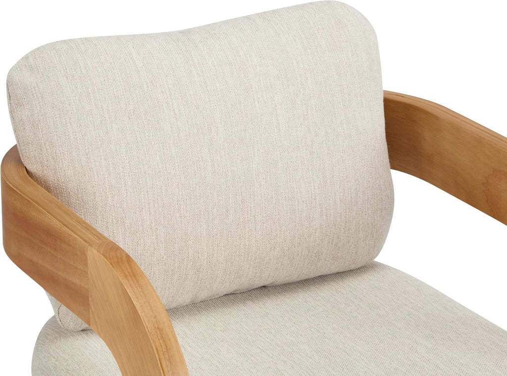 Christopher Knight Home Yorick Modern Dining Chair Set of 2 with Cushion, Solid Wood Dining Room Armchair Set, Curved Backrest Kitchen Side Chair, Living Room Comfy Extra Seat, Natural+Beige