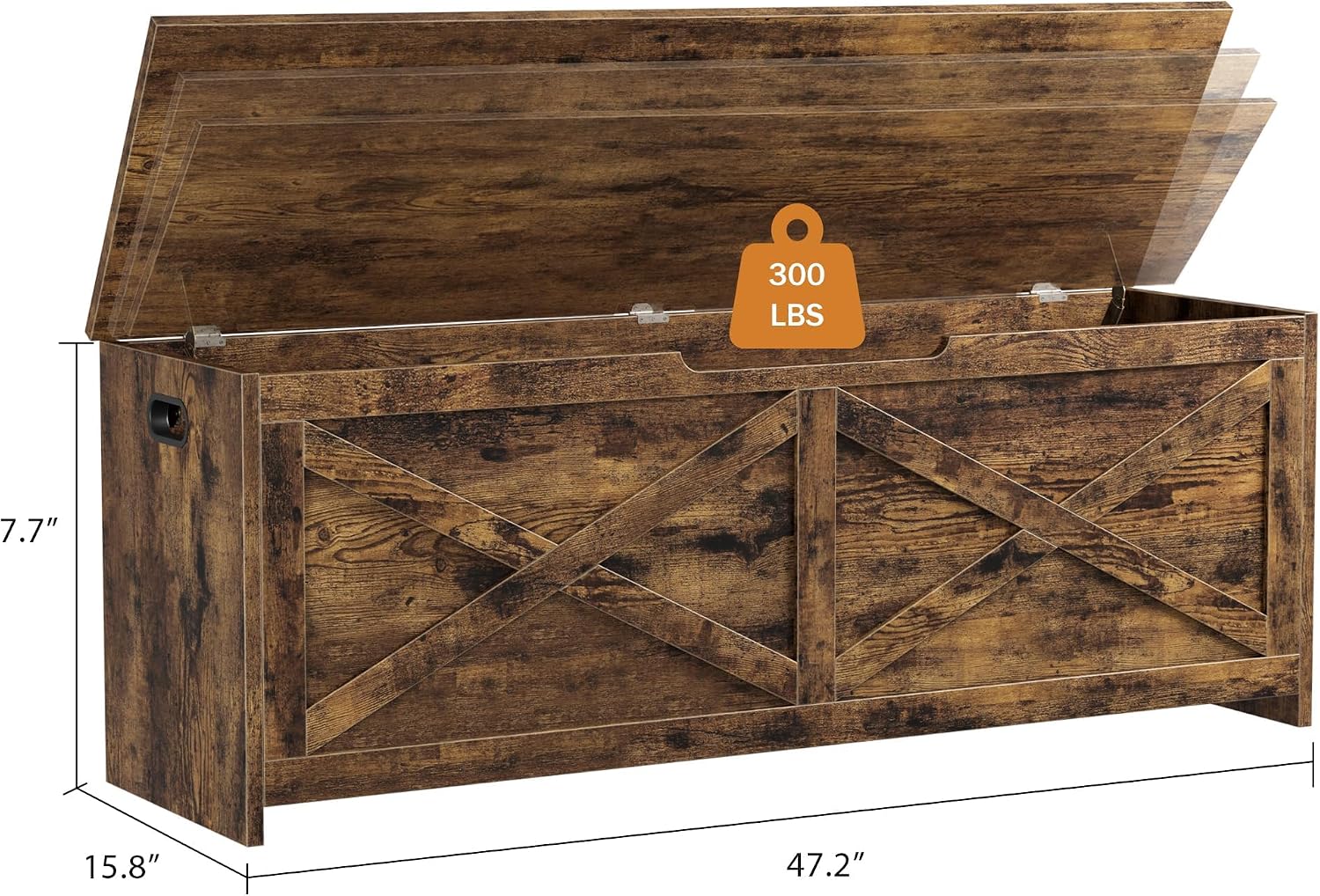 GAOMON 47.3" Storage Chest, Storage Bench with Safety Hinge | Farmhouse Style Wooden Trunk for Entryway, Bedroom, Living Room, Retro