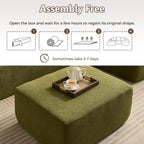 HOOOWOOO Large Ottoman Coffee Table for Couch,Oversized Rectangular Ottoman Bench Seat,Modern Plush Corduroy Upholstered Foot Rest for Living Room Bedroom Bedside,Cloud Green