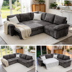 Sofa Bed, Sleeper Sofa with Pull Out Bed, L Shaped Modular Sectional Couch with Storage Ottoman, Modern Chenille Cloud Couch, Convertible Sofa Cama para Sala, Multiple Sizes (Light Gray, 5)