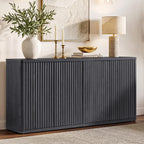 SICOTAS Buffet Cabinet with Storage Accent Sideboard with 4 Doors 66.3" Wide Fluted Credenza Modern Buffet Table Media Console Cabinet Entryway Cabinets for Living Room Kitchen Dining Room Hallway