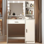 Palimder Vanity Desk with Mirror & Light, Large Drawer Three Level Storage Dresser, 3 Lighting Modes Adjustable Brightness, Bedroom Dressing Table