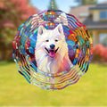 Samoyed Wind Spinner Pet Dog Memorial Gifts 3D Aluminum Metal Kinetic Hanging Wind Sculpture Spinners for Yard and Garden Indoor Outdoor Window Garden Decoration 8 Inch (Samoyed 1)