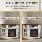 Flamaker Corner Fireplace TV Stand for TVs up to 55 Inch, White | Entertainment Center with 18 Inch Fireplace, Glass-Door Storage Cabinet, Open Shelf, Space-Saving Corner Design