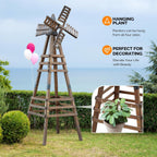 Wooden Windmill, Weather-Proof Wind Spinner, Outdoor Wind Mill for Garden Lawn Patio Decoration (Carbonized, Medium)