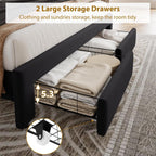 GarveeHome King Size Bed Frame with 2 Drawers, Velvet Headboard, Black