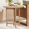 bali & pari Fumito Handwoven Seagrass End Table - Round Boho Side Table with Wrapped Frame, Handmade Coastal Décor for Living Room or Sun Room