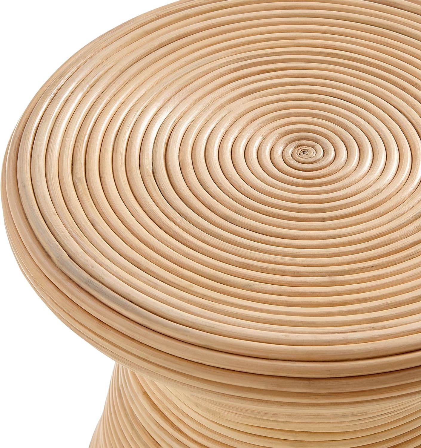 Modway Tavi Natural Rattan Hourglass Round Side Table in Natural – 16 Inch Small Accent End Table for Living Rooms, Bedrooms, or Covered Patios