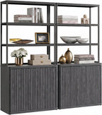 SICOTAS 71" Tall Book Shelf with Doors 5 Tier Bookshelf Bookcase