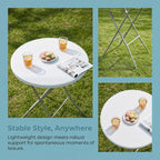 28in Cocktail Table, no Assembly Required, High Top Folding Table | Foldable Portable Plastic Round Bar Height Tables, Indoor Outdoor for Party Banquet Wedding Picnic Dining Camping, White
