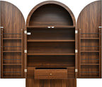 72" Tall Arched Kitchen Pantry Cabinet with Fluted Doors & 8 Shelves, Brown | Storage Cabinet with 3 Adjustable Shelves & Hidden Drawer, Versatile Cupboard for Kitchen, Dining Room