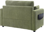 Twin Size Sofa Bed 47.2" Sleeper Sofa Loveseat Sofa with a Foldable Mattress, a Foldable Side Table, a Side Storage Pocket and Two USB Ports for Living Room, Green