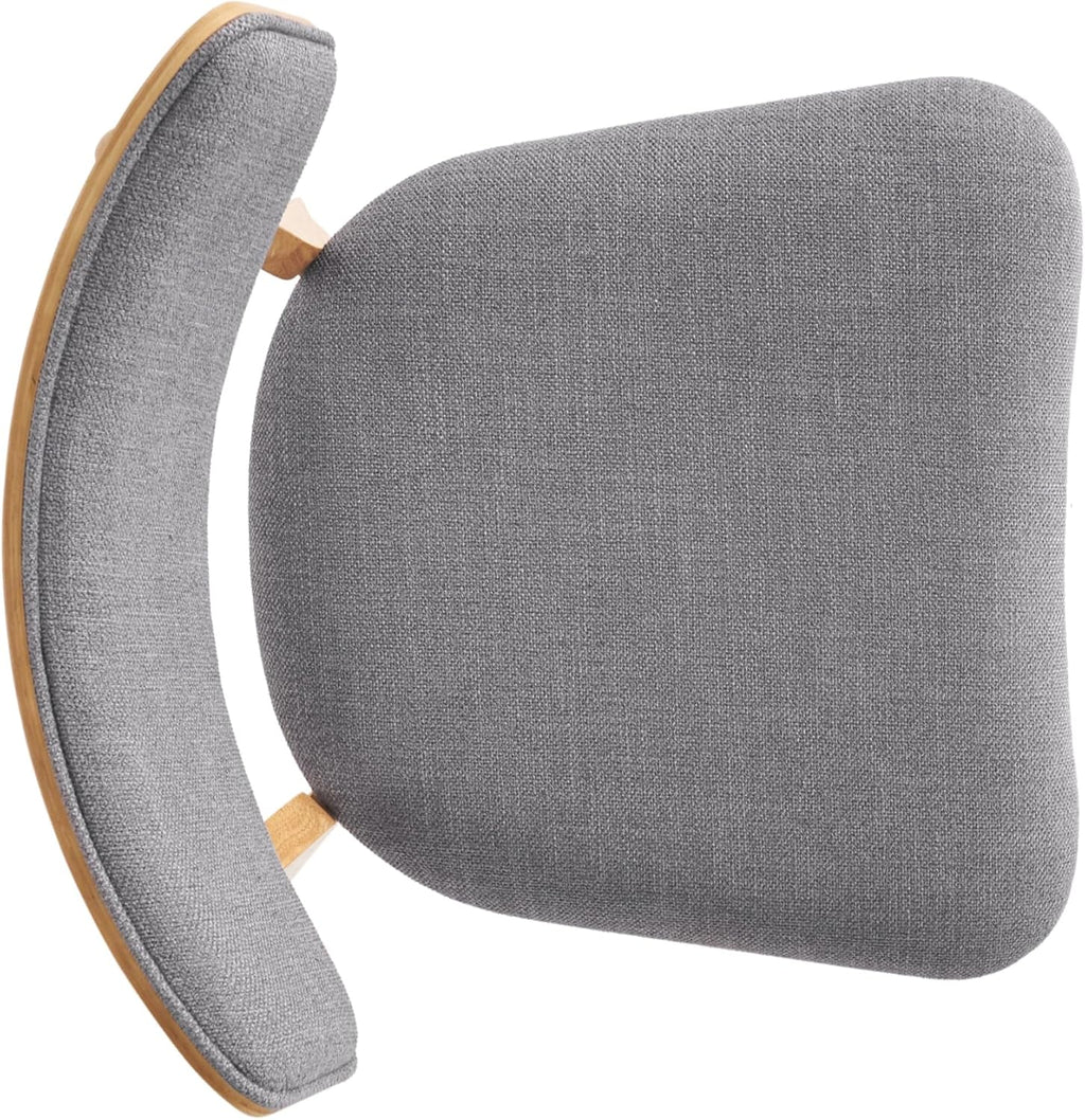 Dining Chairs Set of 2, Mid-Century Modern Upholstered Armless Chair w/Seat Cushion, Padded Backrest, Oak/Dark Grey