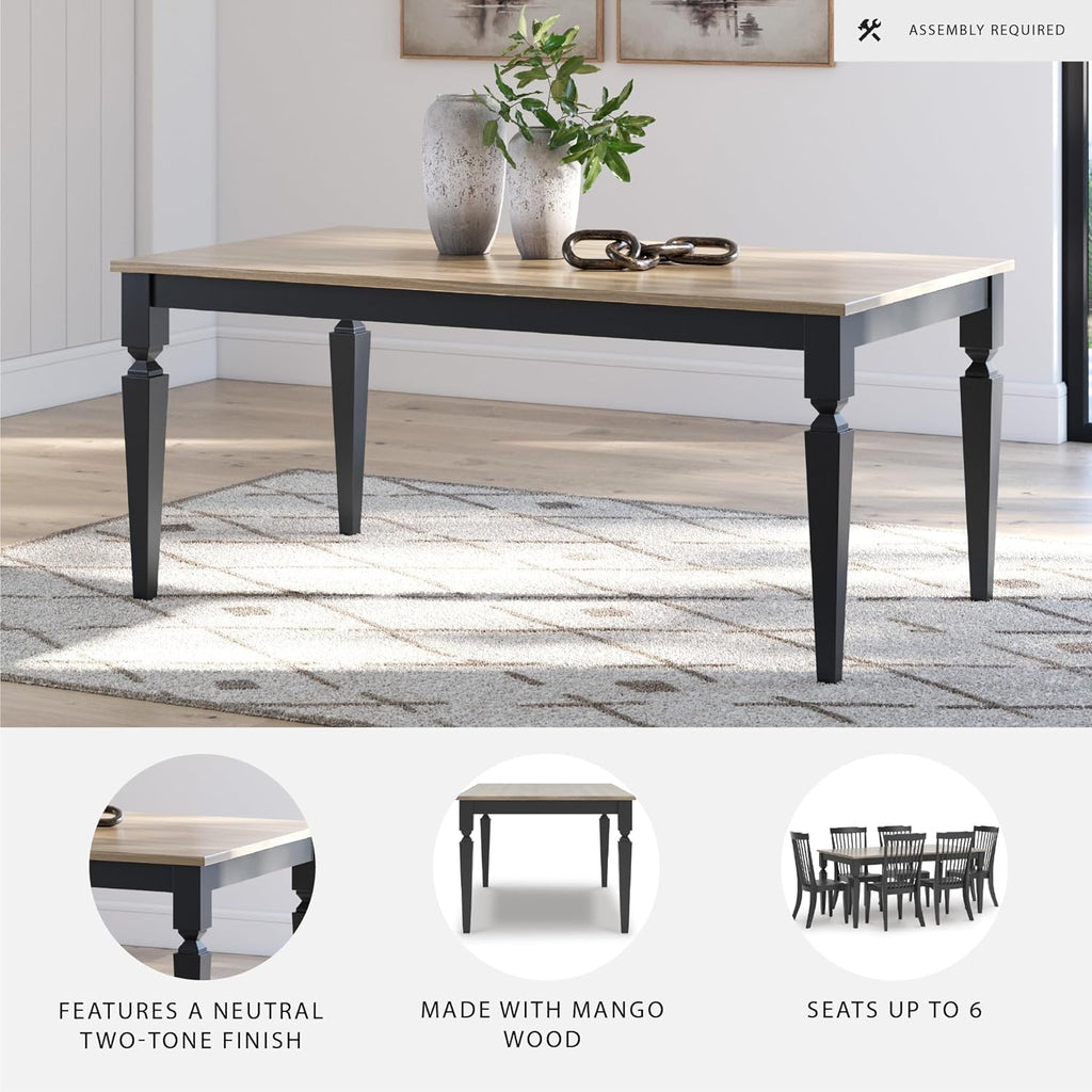 Signature Design by Ashley Mendinfort Casual Mango Wood Dining Table, Light Brown & Black