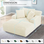 ivoros 50 Inch Chaise Lounge Chair Indoor, Oversized Corduroy Upholstered Sofa Bed, Deep Seat Sleeper Couch Reading Chairs, Cloud Sofas Couches for Living Room, No Assembly Required (Beige)