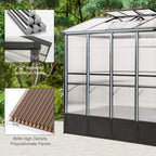 Domi 6.5x8FT Polycarbonate Greenhouse with Automatic Vent, Extra Tall 7.8FT Walk-in Aluminum Frame, Weather-Resistant Green House with Shelves & Hooks for Outdoor Garden, Backyard, Dark Grey