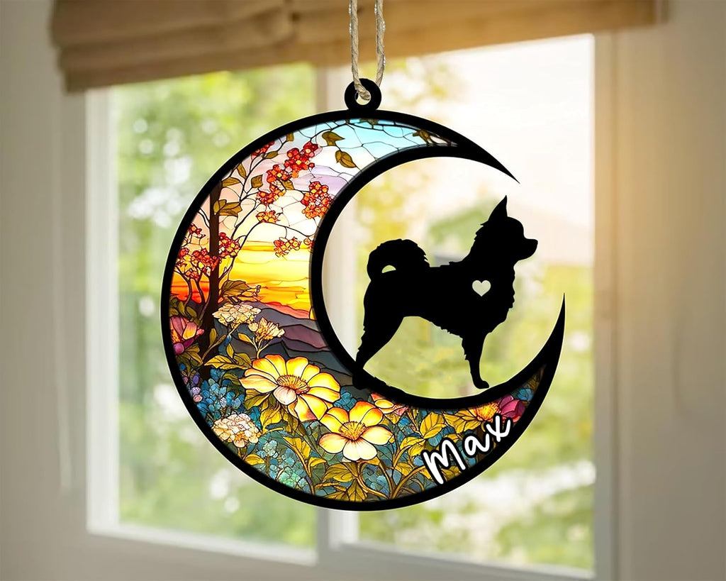Personalized Dog Memorial, Custom Name Chihuahua Long Haired Dog Christmas Ornament with Name, Custom Breeds, Pet Loss Light Catcher, Gifts for Lovers Loss of Pet Sympathy on Mothers Day Christmas
