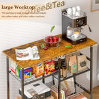 ThreeHio Rolling Kitchen Microwave Cart, 3-Tier Microwave Stand with Adjustable Shelf, Kitchen Storage Cart on Lockable Wheels, Coffee Bar Baker's Rack Organizer Shelf for Living Room, Office, Balcony