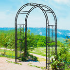 7FT Black Garden Arbor Trellis, Outdoor Metal Garden Arch for Climbing Plants Flowers Vines, Metal Lightweight Wedding Decoration Frame Archway for Lawn Bridal Party Ceremony Holiday Event