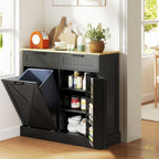 Hidden Trash Can Cabinet with Spice Rack