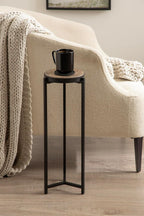 Kate and Laurel Aguilar Modern Round Drink Table, 9 x 9 x 23, Emperador Brown Marble and Black, Genuine Marble Accent Table for Use as Indoor Plant Stand or Pedestal Martini Table