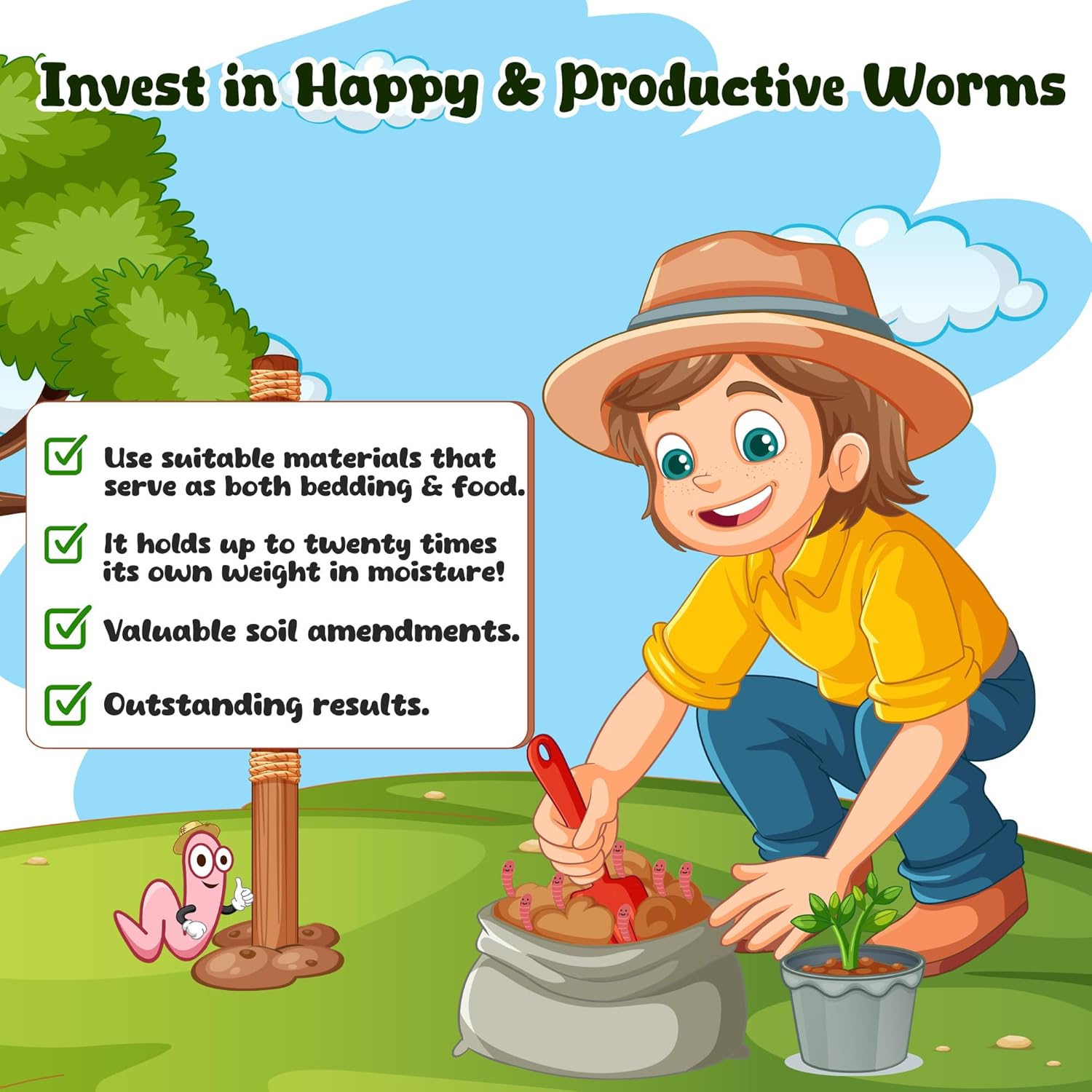 1lb Worm Bedding for Nightcrawlers and Red Wigglers (Worms Not Included) - Vermicompost Bin Worm Bedding - Earthworm Food for Organic Potting Soil Gardening Mix