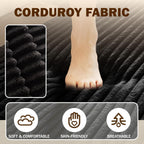 78" Full Size Convertible Futon Sofa Bed, Corduroy Folding Sleeper Sofa Bed with 2 Pillow, Foam Mattress Couch Bed, No Assembly Loveseat Couches for Living Room Apartment, Space‑Saving, Black