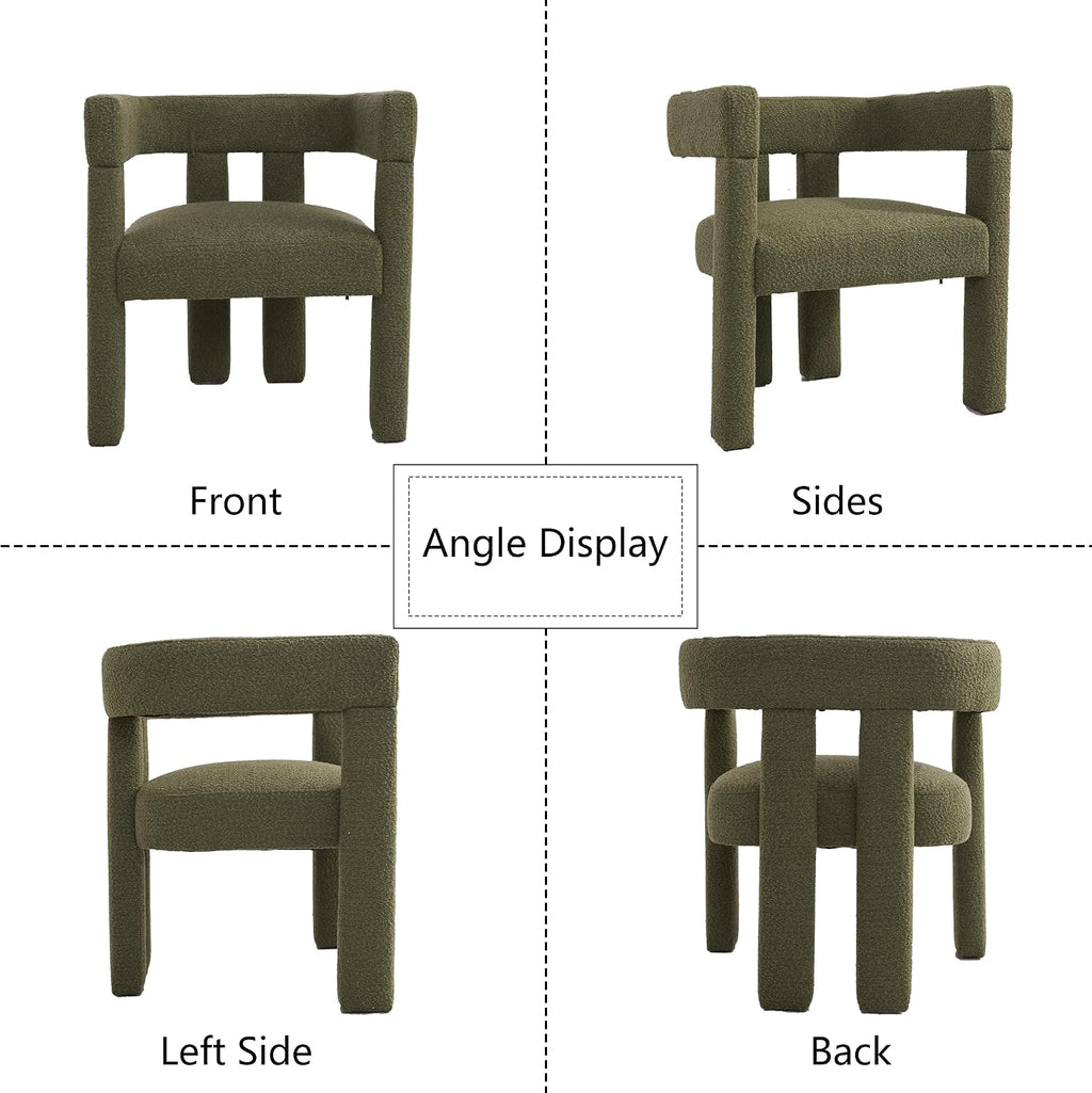Modern Dining Chair Set of 4 Living Room Chairs,Upholstered Barrel Chair | boucle chair set dining room chair black dining chairs unique dining chair set