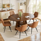 Extendable Round Dining Table Set for 4-6, 5-Piece Oval Kitchen Table with Hidden Storage, Wooden Dining Table Set with Upholstered Chairs for Small Spaces, Apartment