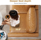 ABCASA Faux Leather Accent Chair with Ottoman,Large Storage & Armrest,Brown | Mid Century Comfy Upholstered Reading Chair with Engineering Design and Soft Cushion for Living Room, Bedroom,Office,Study