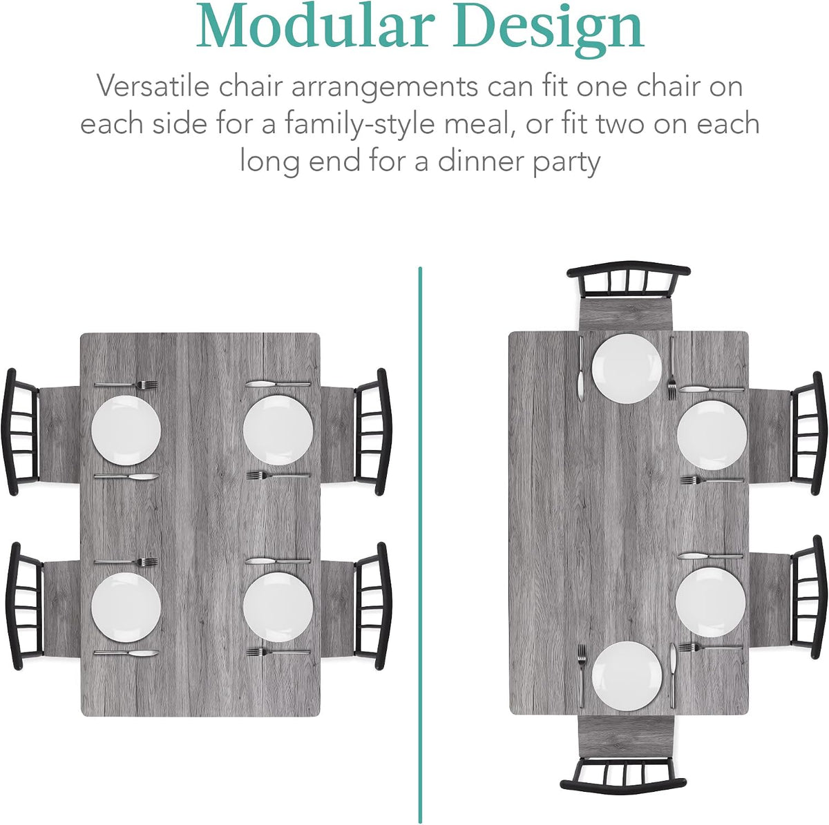 Best Choice Products 5-Piece Metal and Wood Indoor Modern Rectangular Dining Table Furniture Set for Kitchen, Dining Room, Dinette, Breakfast Nook w/ 4 Chairs - Gray