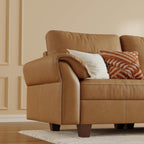 SITJOY Faux Leather Modular Sectional Sofa with Storage, Mid Century Modern Sectional Couches for Living Room, 11.8" Wide Armrests, 96" Wide 3 Seater L Shaped Couch with Chaise, Brown